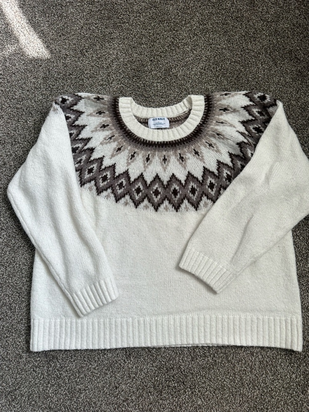 Old Navy Cream Fair Isle Yoke Sweater